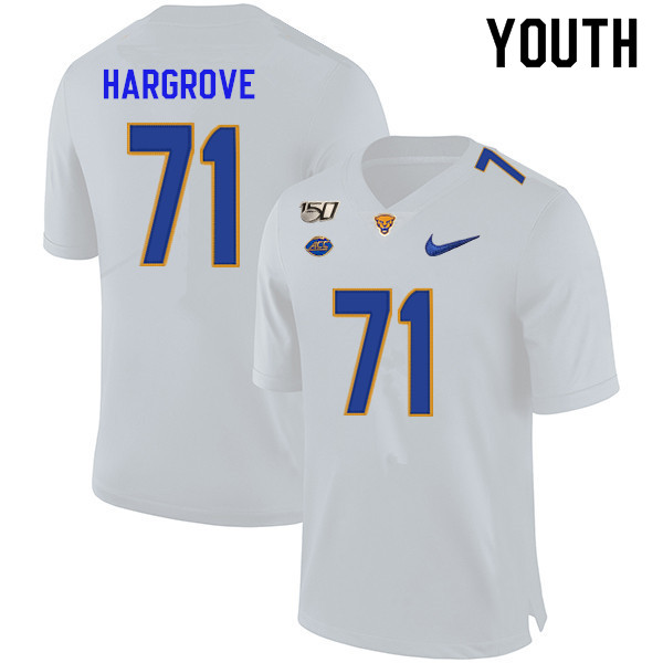 2019 Youth #71 Bryce Hargrove Pitt Panthers College Football Jerseys Sale-White